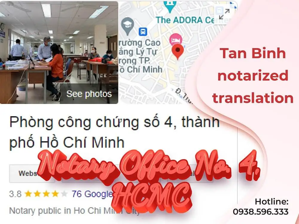 Tan Binh notarized translation - Notary Office No. 4, Ho Chi Minh City