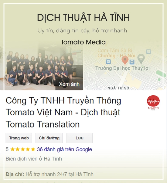 Dịch thuật Hà Tĩnh có công chứng - Tomato Translation