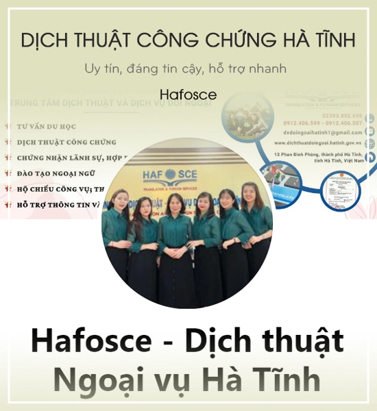Dịch thuật công chứng Hà Tĩnh - Trung tâm Dịch thuật và Dịch vụ Đối ngoại Hà Tĩnh (HAFOSCE)
