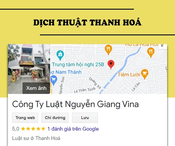 Dịch thuật Thanh Hoá - Công ty luật Nguyễn Giang Vina