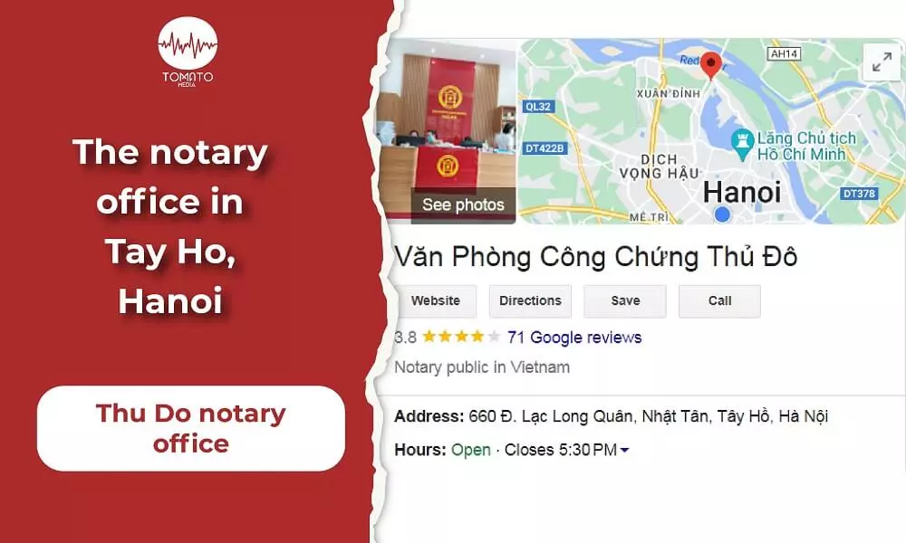 Tay Ho District notary office – Thu Do