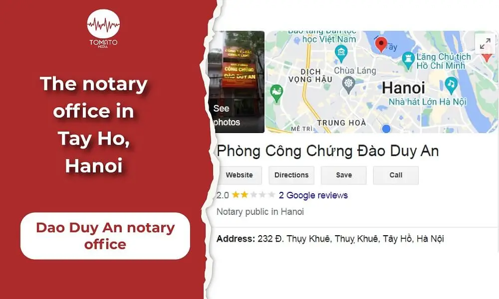 Dao Duy An notary office in Tay Ho