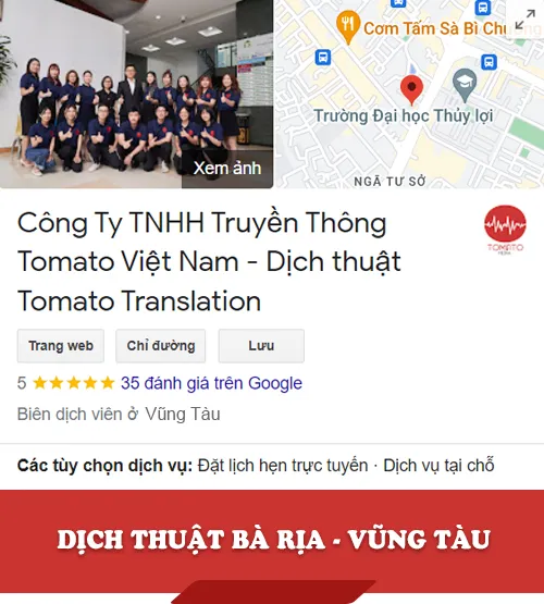 Dịch thuật Vũng Tàu có công chứng - Dịch thuật Tomato