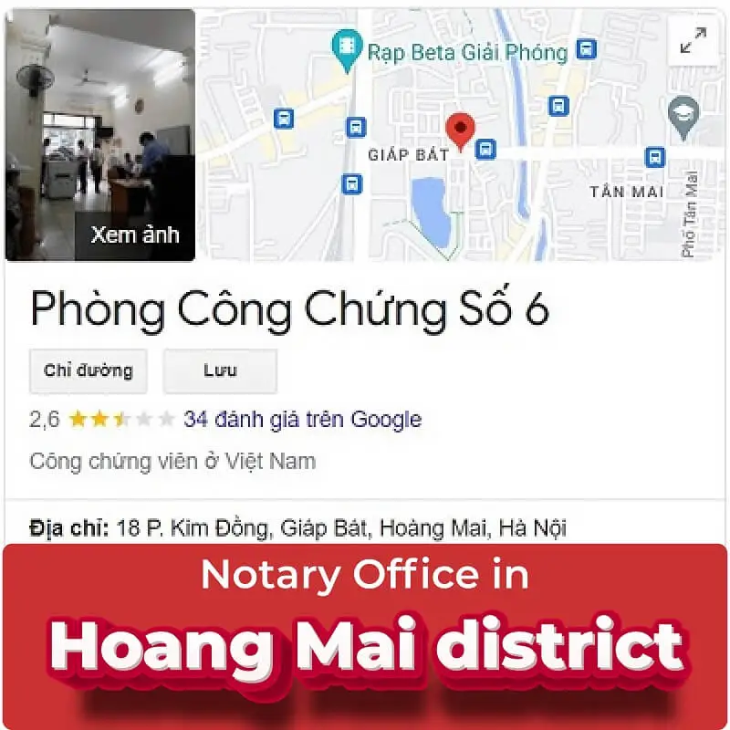 Notary offices in the Hoang Mai District - Notary Office No. 6