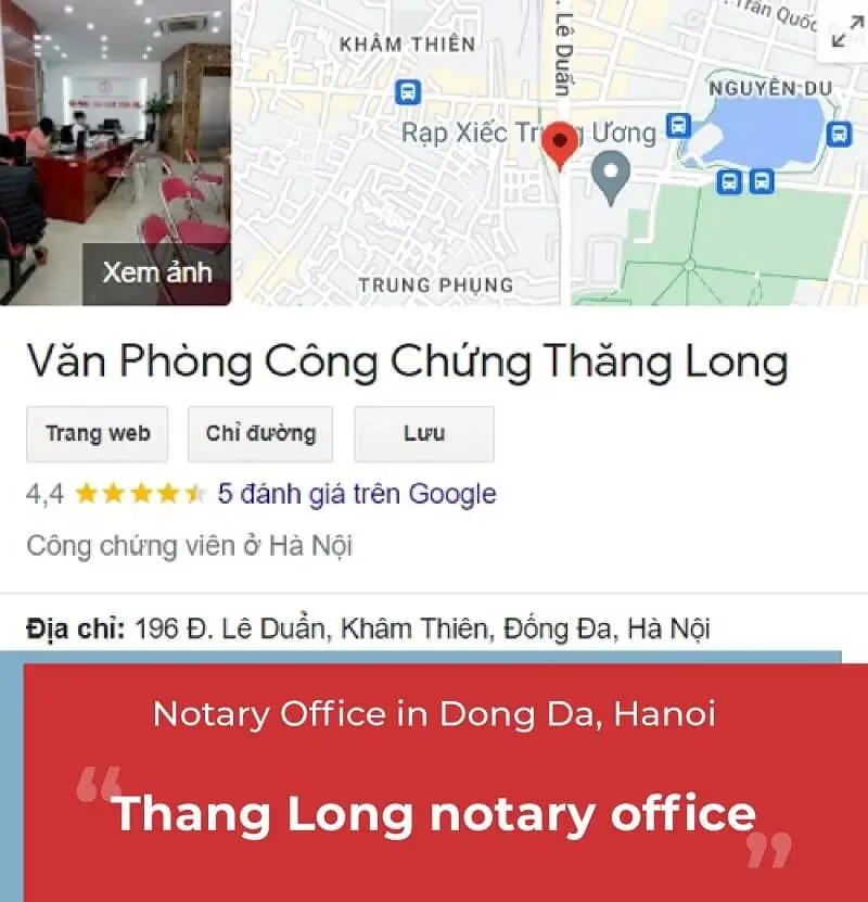 Thang Long notary office in Dong Da