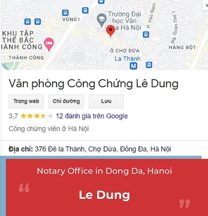 Notary Office in Dong Da District - Le Dung
