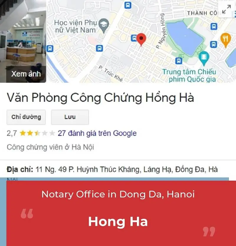Dong Da District notary office - Hong Ha