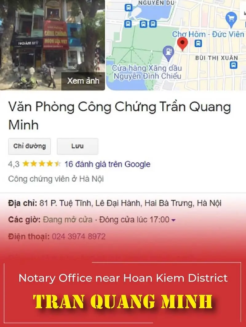 Tran Quang Minh Notary office - Near Hoan Kiem
