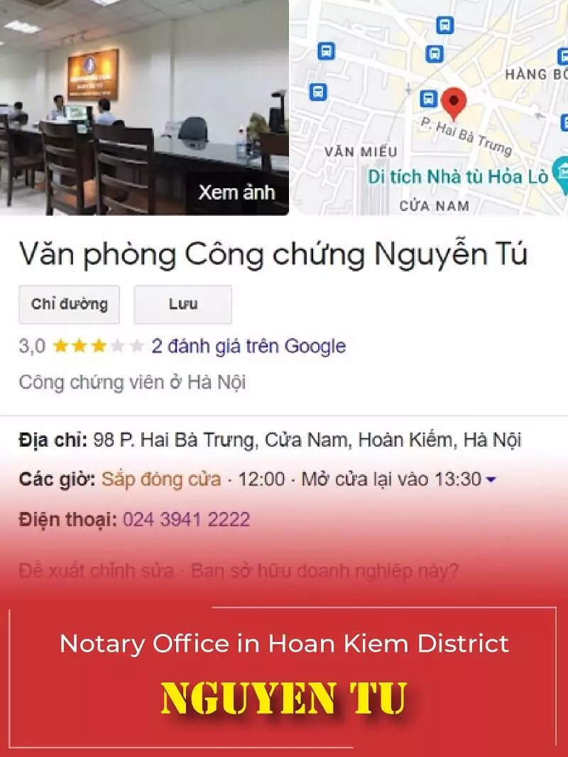 Notary office of Hoan Kiem District - Nguyen Tu