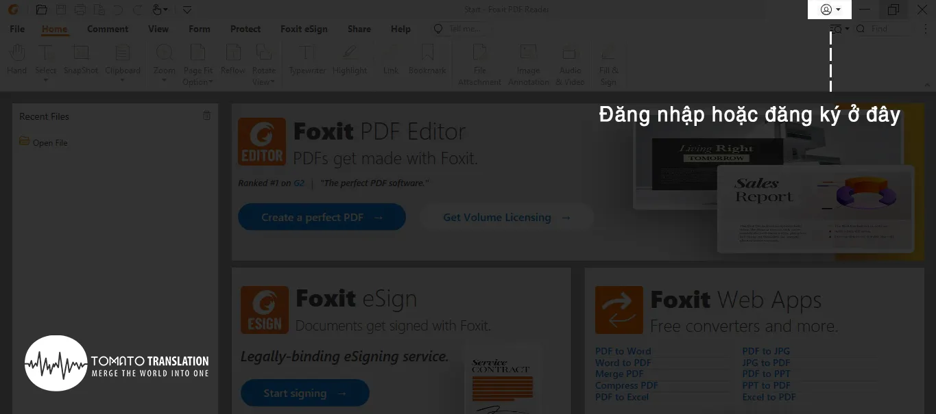 Dịch file PDF từ tiếng Anh sang tiếng Việt bằng Foxit Reader - Bước 1
